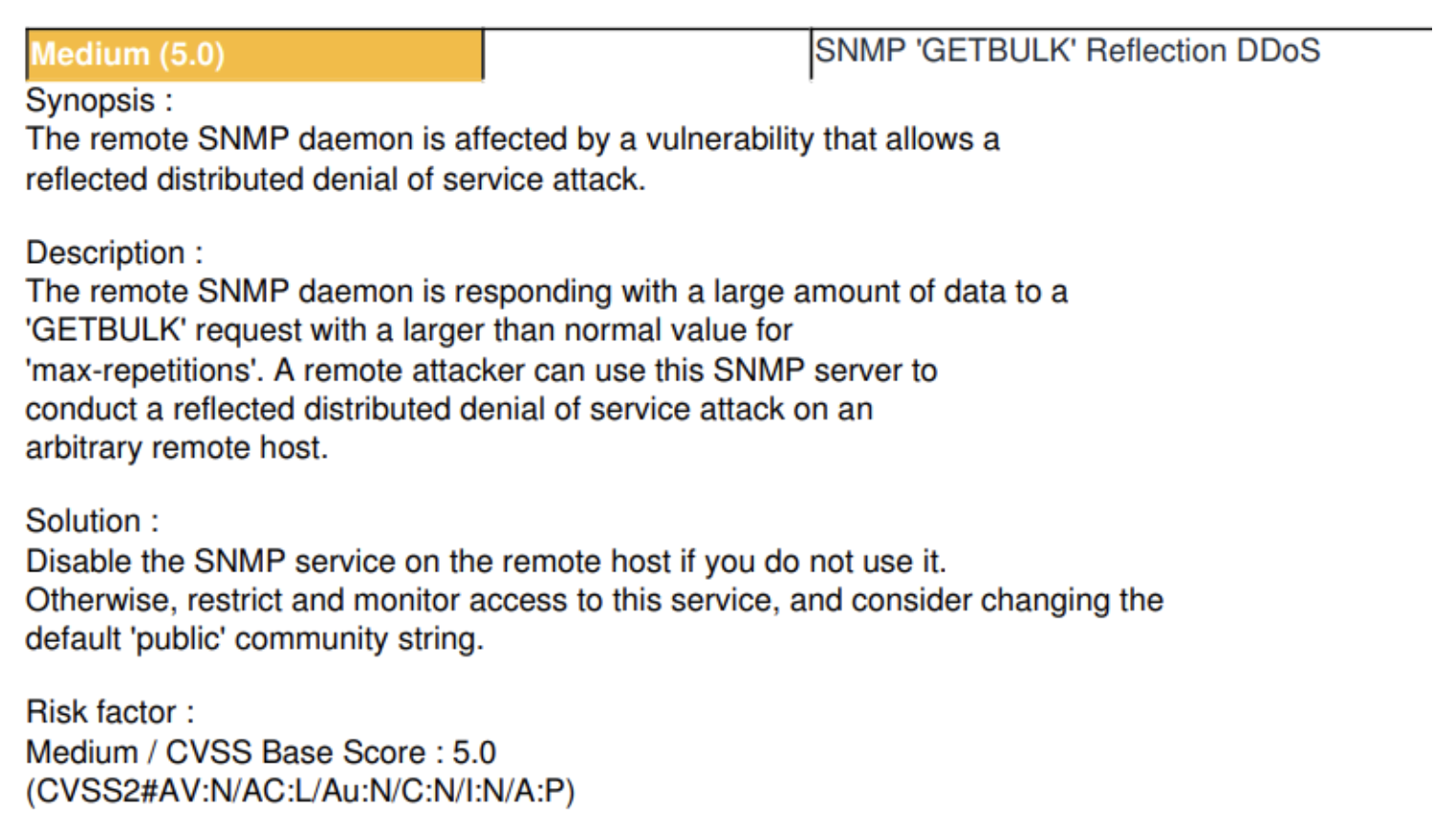 snapshot from a sample pen testing report